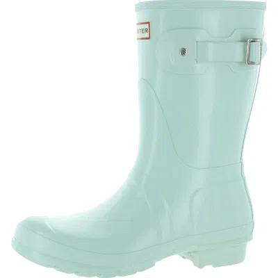 Hunter Original Short Gloss Womens Rubber Mid-calf Rain Boots In Blue