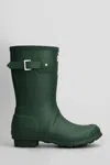 Hunter Original Short Low Heels Boots In Green
