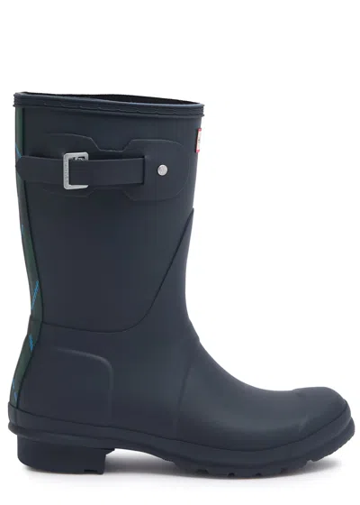 Hunter Original Short Panelled Rubber Wellington Boots In Navy
