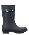 Hunter Original Short Adjustable Back Gloss Waterproof Rain Boot In Black