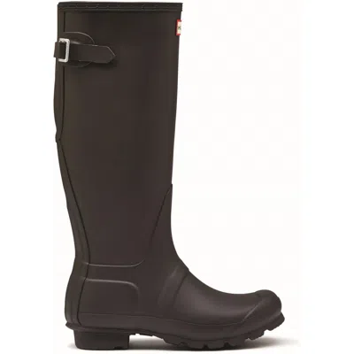 Pre-owned Hunter Original Tall Adjustable Wellington Boots Womens Waterproof Wellies Shoes In Black
