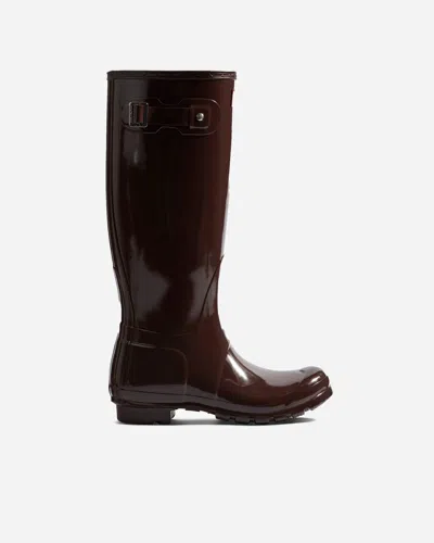 Hunter Original Tall Gloss Boot | Brown | Size: