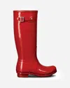 Hunter Original Tall Military Red Glossy Rain Boots In Red