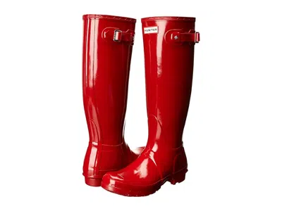 Hunter Original Tall Gloss Rain Boots In Red