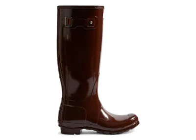 Pre-owned Hunter Original Tall Gloss Rain Boots (women's) Sneakers In Brown Bolt