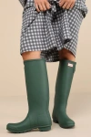 Hunter Original Tall Vulcanised Natural Rubber Wellington Boots In Green