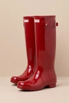 Hunter Original Tall Military Red Glossy Rain Boots In Red