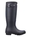 Hunter Womens Solid Black Rubber Knee High Rain Boots Shoes In Black