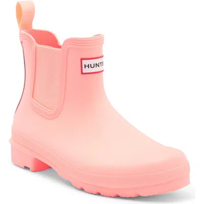 Hunter Original Waterproof Chelsea Rain Boot In Orange Flair/white Multi