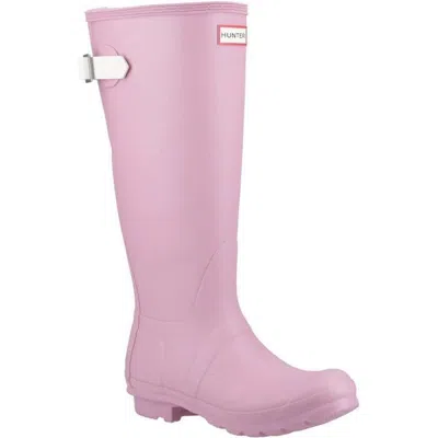 Pre-owned Hunter Original Women's Back Adjustable Tall Wellingtons In Tufted Purple