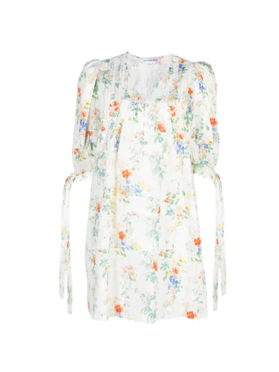 Hunter Paige Floral-print Pintucked Mini Dress In Multi