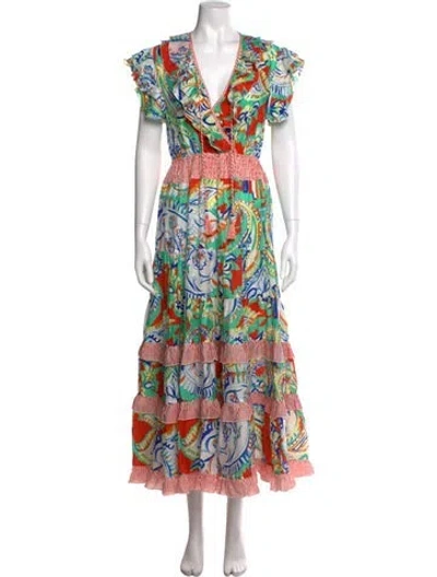 Pre-owned Hunter Paisley Print Long Dress In Multi