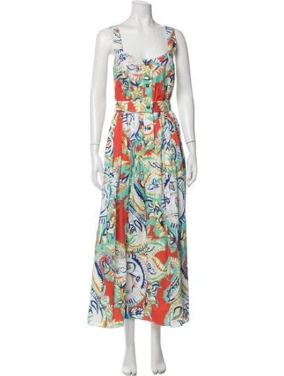 Pre-owned Hunter Paisley Print Long Dress In Multi