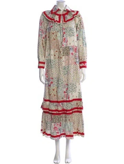 Pre-owned Hunter Paisley Print Long Dress In Red