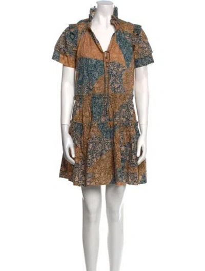 Pre-owned Hunter Paisley Print Mini Dress In Blue