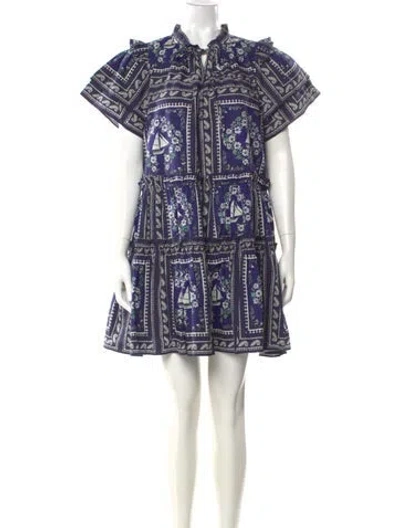 Pre-owned Hunter Paisley Print Mini Dress In Blue