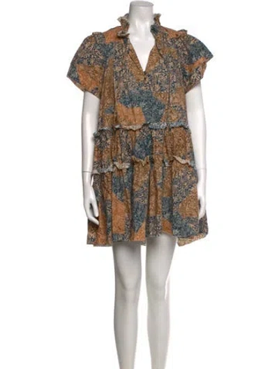 Pre-owned Hunter Paisley Print Mini Dress In Brown