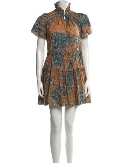 Pre-owned Hunter Paisley Print Mini Dress In Brown