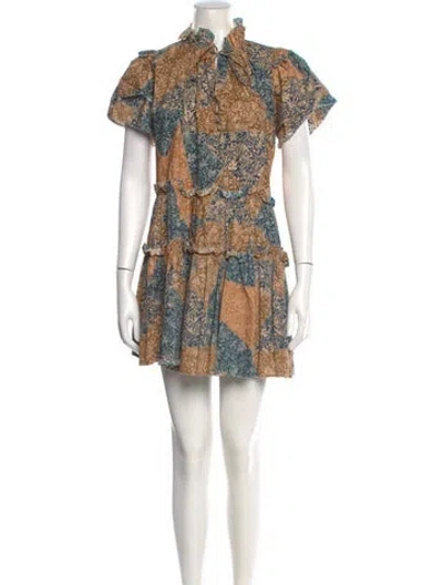 Pre-owned Hunter Paisley Print Mini Dress In Brown