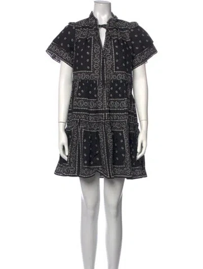 Pre-owned Hunter Paisley Print Mini Dress W/ Tags In Black