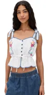 Hunter Paisley Top Multi Embroidery In White