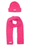 Hunter Patch Scarf & Beanie Set In Pink