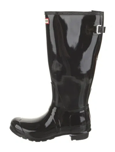 Pre-owned Hunter Patent Leather Rain Boots In Black