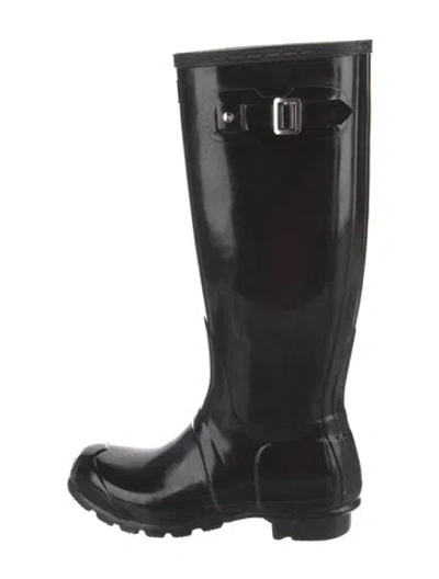 Pre-owned Hunter Patent Leather Rain Boots In Black