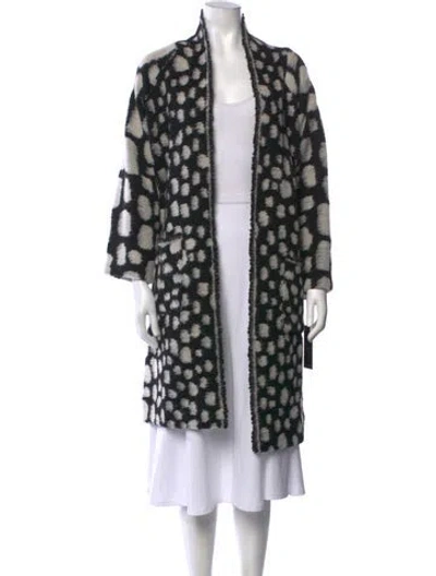 Pre-owned Hunter Patterned Open Front Sweater In Black