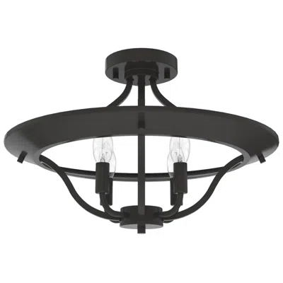 Hunter Perch Point Noble Bronze 4 Light Medium Flush Mount In Black