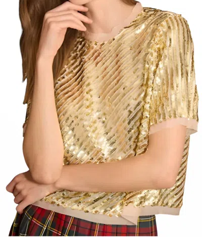 Hunter Pixie Crew Neck Top In Gold