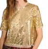 Hunter Pixie Cropped Boxy Fit Top In Gold Sequin In Gold