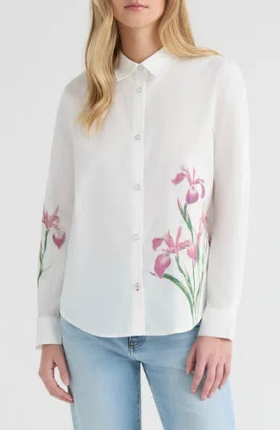Hunter Placement Bloom Button-up Shirt In White