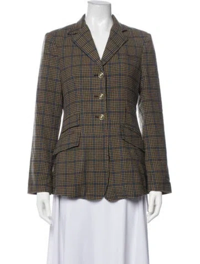 Pre-owned Hunter Plaid Print Blazer In Neutrals