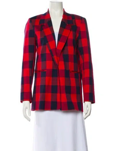 Pre-owned Hunter Plaid Print Blazer In Red