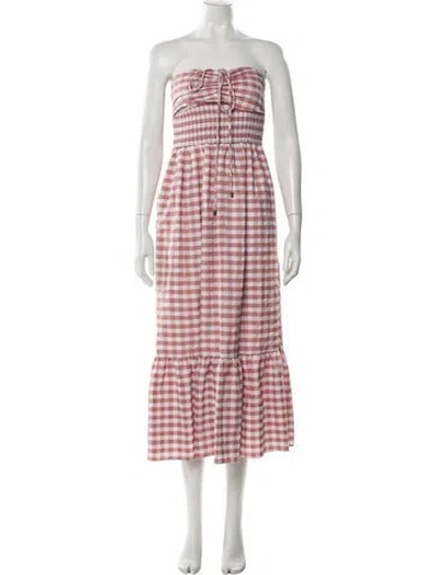 Pre-owned Hunter Plaid Print Knee-length Dress In Red