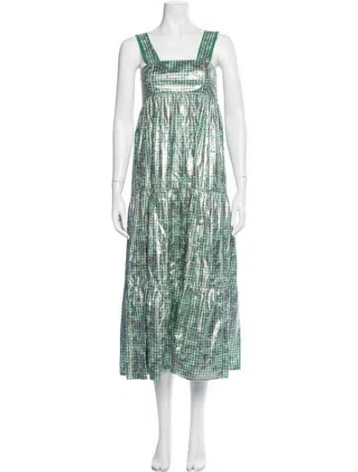 Pre-owned Hunter Plaid Print Long Dress