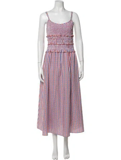 Pre-owned Hunter Plaid Print Long Dress In Multicolor