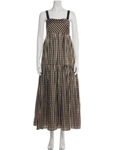 Pre-owned Hunter Plaid Print Long Dress In Neutrals