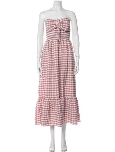 Pre-owned Hunter Plaid Print Long Dress In Pink