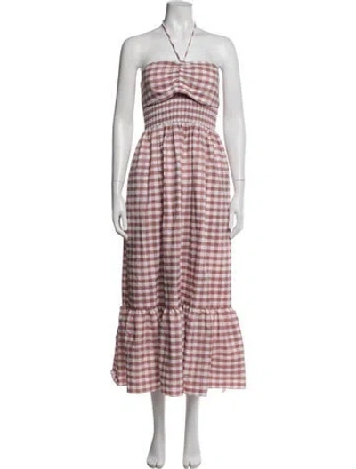 Pre-owned Hunter Plaid Print Long Dress In Pink