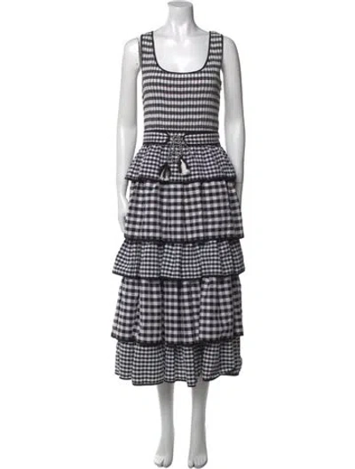 Pre-owned Hunter Plaid Print Long Dress W/ Tags In Black