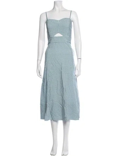 Pre-owned Hunter Plaid Print Midi Length Dress In Blue