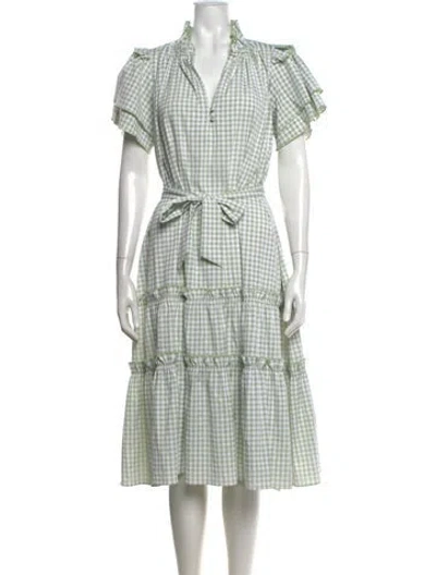 Pre-owned Hunter Plaid Print Midi Length Dress In Green