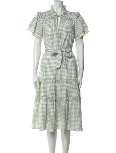 Pre-owned Hunter Plaid Print Midi Length Dress In Green
