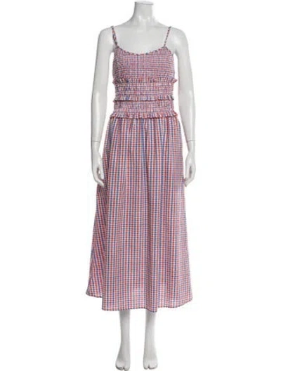 Pre-owned Hunter Plaid Print Midi Length Dress In Multicolor