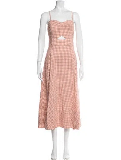 Pre-owned Hunter Plaid Print Midi Length Dress In Neutrals