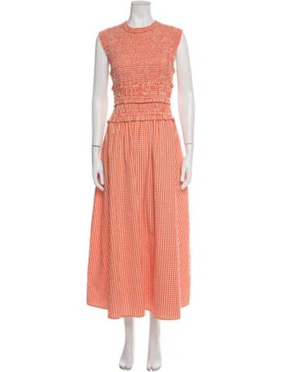 Pre-owned Hunter Plaid Print Midi Length Dress In Neutrals