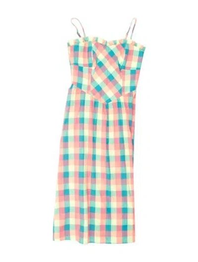 Pre-owned Hunter Plaid Print Midi Length Dress In Pink