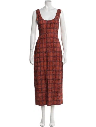 Pre-owned Hunter Plaid Print Midi Length Dress W/ Tags In Multicolor